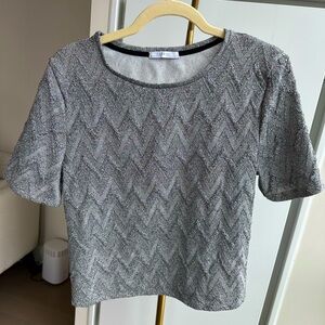 Zara Basic Silver Knit Top Size XL Worn Once